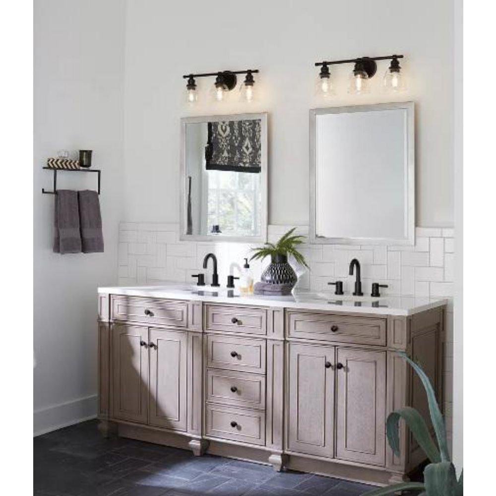 Progress Lighting Matte Black 60W 3-Light Medium E-26 Vanity Fixture 