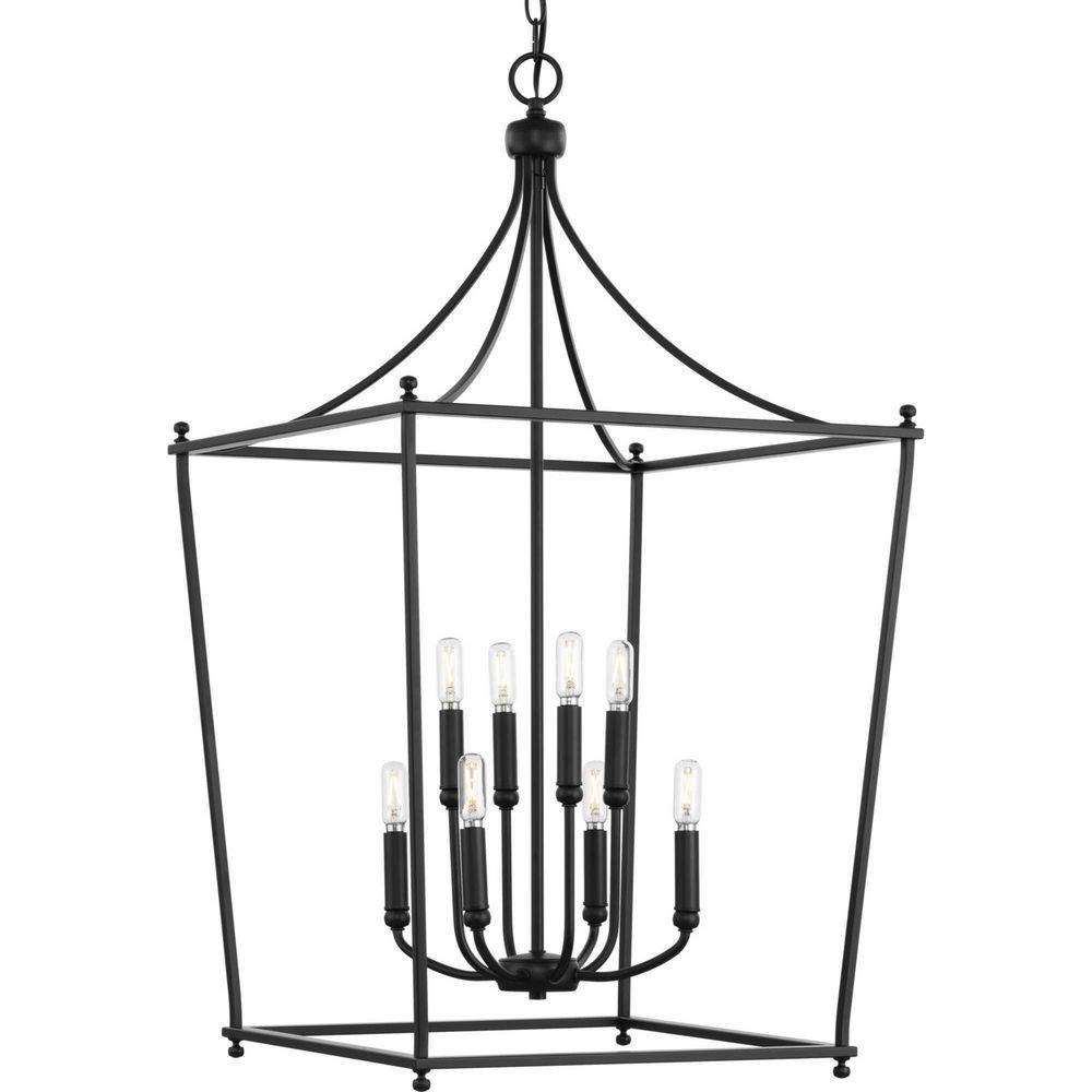 Progress Lighting Matte Black 36 x 20 in. 60W 8-Light Incandescent Traditional Chandelier 