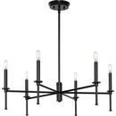 10-3/8 x 30 in. 60W 1-Tier 6-Light Incandescent Traditional Chandelier in Matte Black