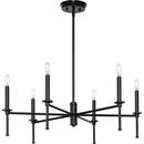 Progress Lighting Matte Black 10-3/8 x 30 in. 60W 1-Tier 6-Light Incandescent Traditional Chandelier 