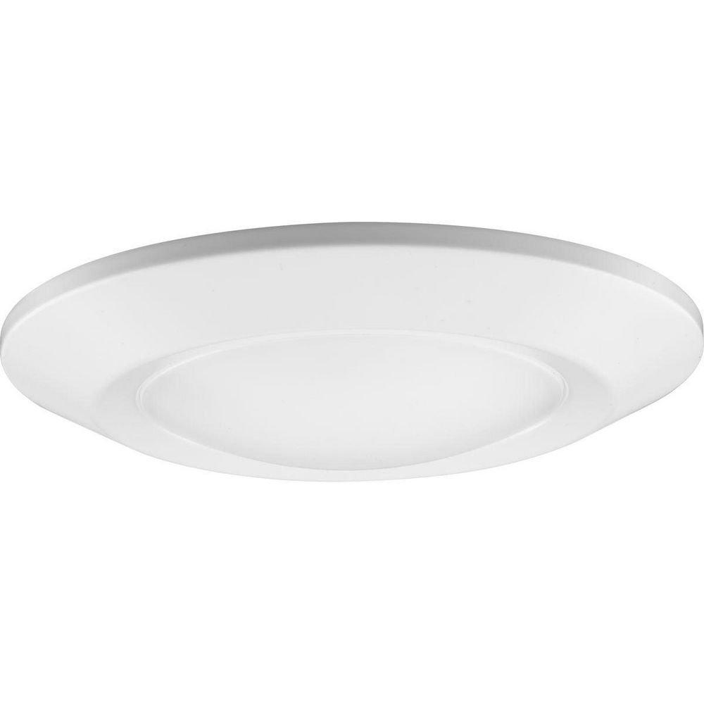 15.5W 1-Light Round Flush Mount Ceiling Fixture in Satin White 