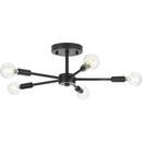 DELAYNE COLLECTION FIVE-LIGHT MID-CENTURY MODERN MATTE BLACK SEMI-FLUSH MOUNT LIGHT 