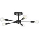 Progress Lighting Matte Black 300W 5-Light Candelabra E-12 Incandescent Semi-Flush Mount Ceiling Fixture 