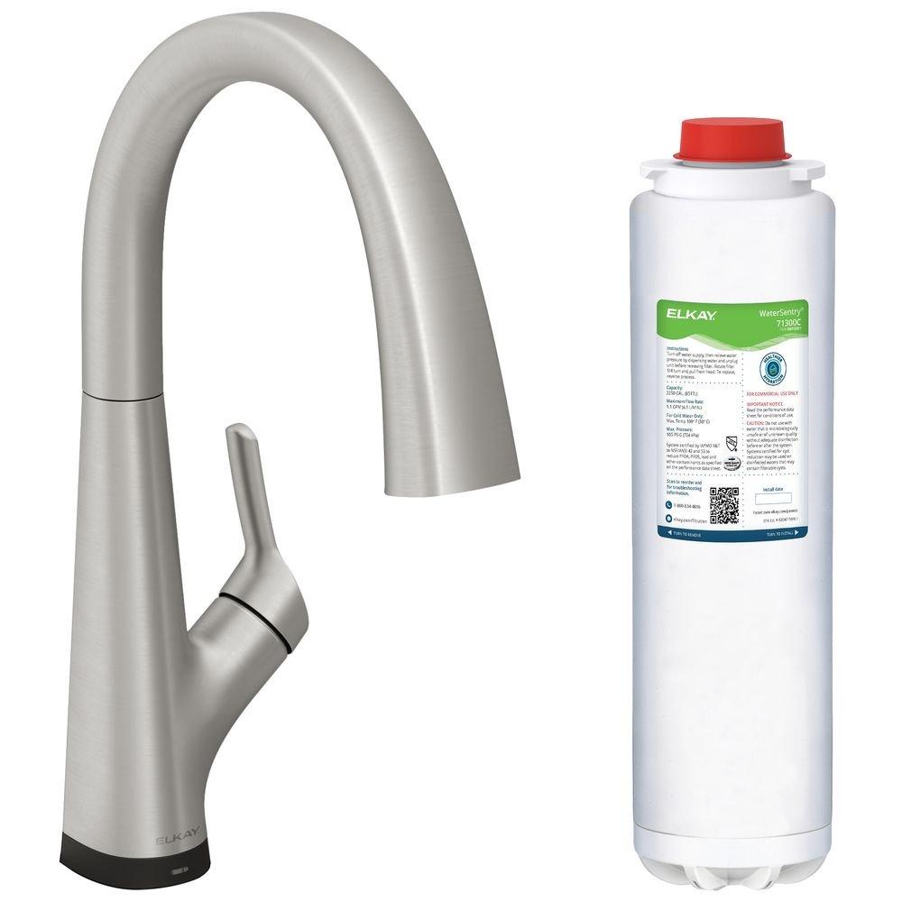 Elkay Lustrous Steel Single Handle Lever Water Filter Faucet 