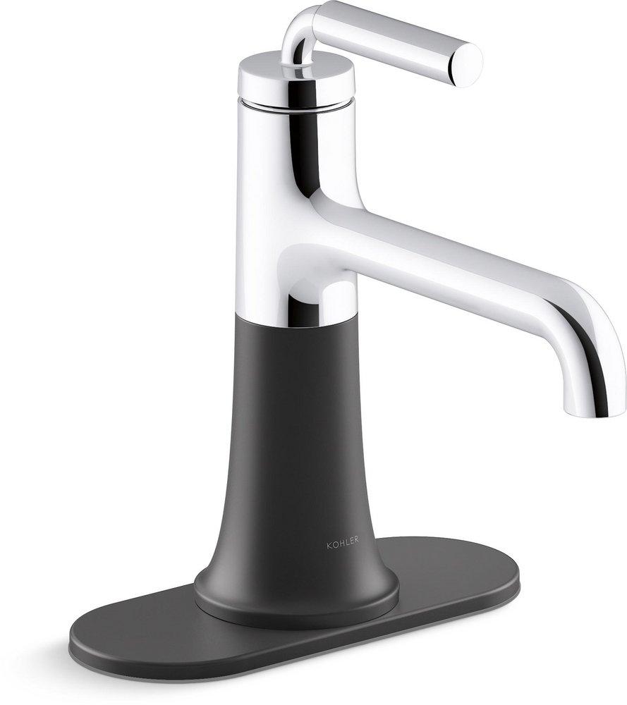Single Handle Monoblock Bathroom Sink Faucet in Polished Chrome/Matte Black 