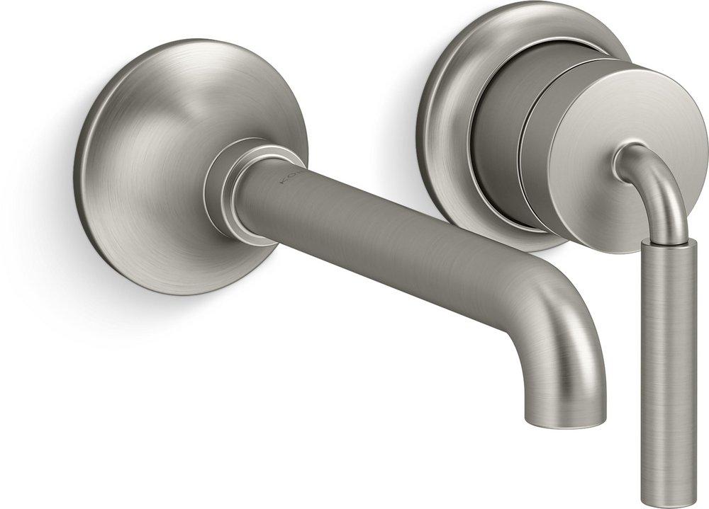 Single Handle Wall Mount Bathroom Sink Faucet in Vibrant Brushed Nickel 