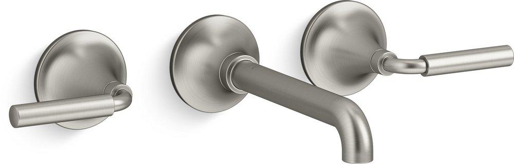 Two Handle Wall Mount Widespread Bathroom Sink Faucet in Vibrant Brushed Nickel 