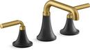 KOHLER Matte Black/Moderne Brass Two Handle Widespread Bathroom Sink Faucet 