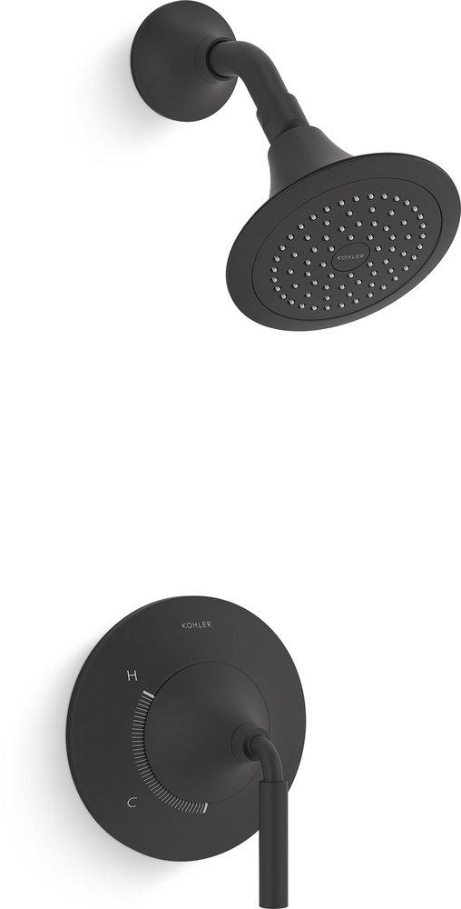 KOHLER Matte Black Single Handle Single Function Shower Faucet (Trim Only) 