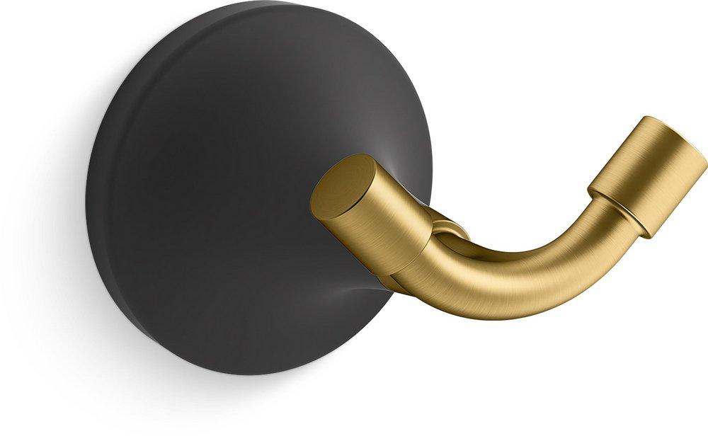 KOHLER Matte Black/Moderne Brass 2-Hook Robe Hook 