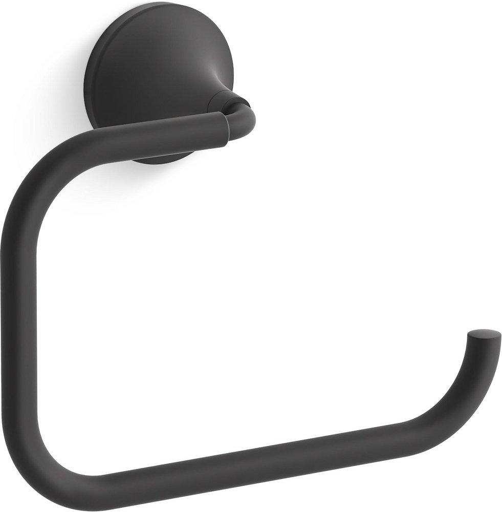 KOHLER Matte Black Rectangular Open Towel Ring 