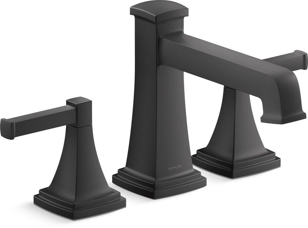 KOHLER Matte Black Two Handle Roman Tub Faucets (Trim Only) 