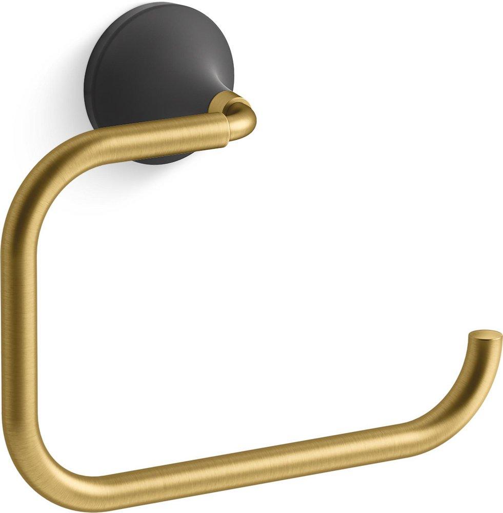 KOHLER Matte Black/Moderne Brass Rectangular Open Towel Ring 