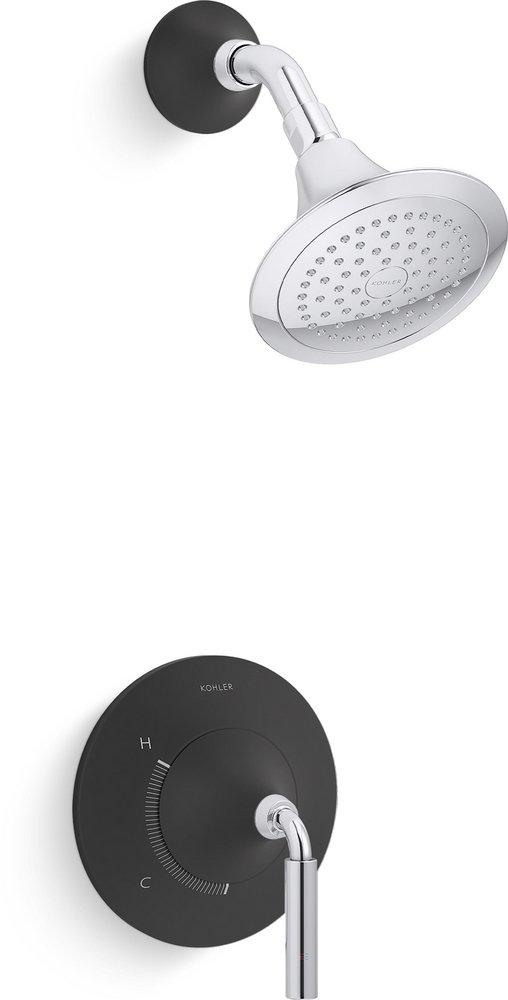 KOHLER Polished Chrome/Matte Black Single Handle Single Function Shower Faucet (Trim Only) 