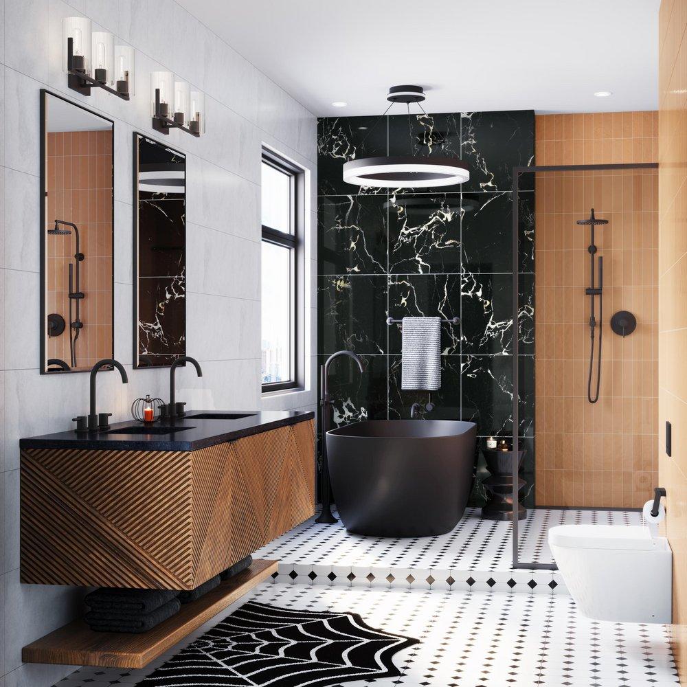 Signature Hardware Matte Black 4-1/8 in. Shower Rail 