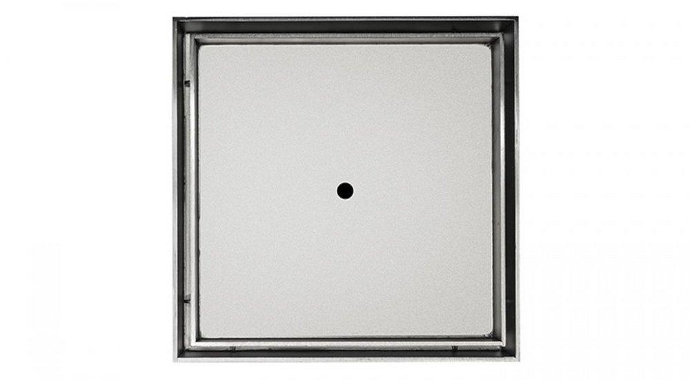 *CVR* 50 X 50 TILE DRAIN STRAINER IN SATIN STAINLESS WITH PVC DRAIN BODY, 2 OUTLET 