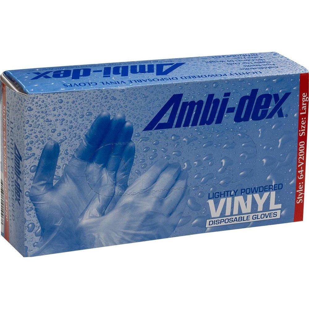 AMBI-DEX DISPOSABLE VINYL IND. GRADE CLEAR POWDERED 4 MIL 