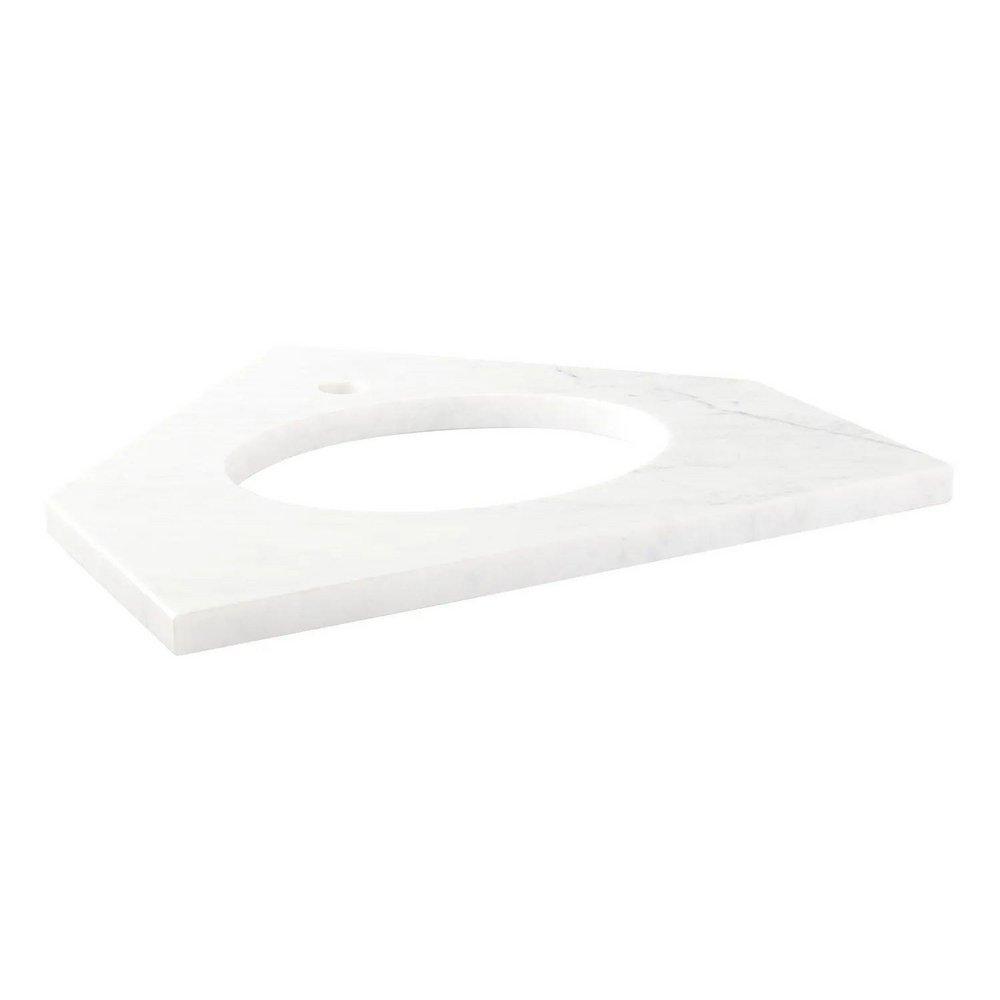 24 MARBLE CORNER VANITY TOP SINGLE FAUCET HOLE WITH UNDERMOUNT SINK CARRARA 