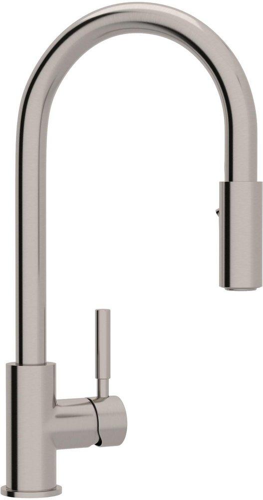 Single Handle Pull Down Kitchen Faucet in Stainless Steel 