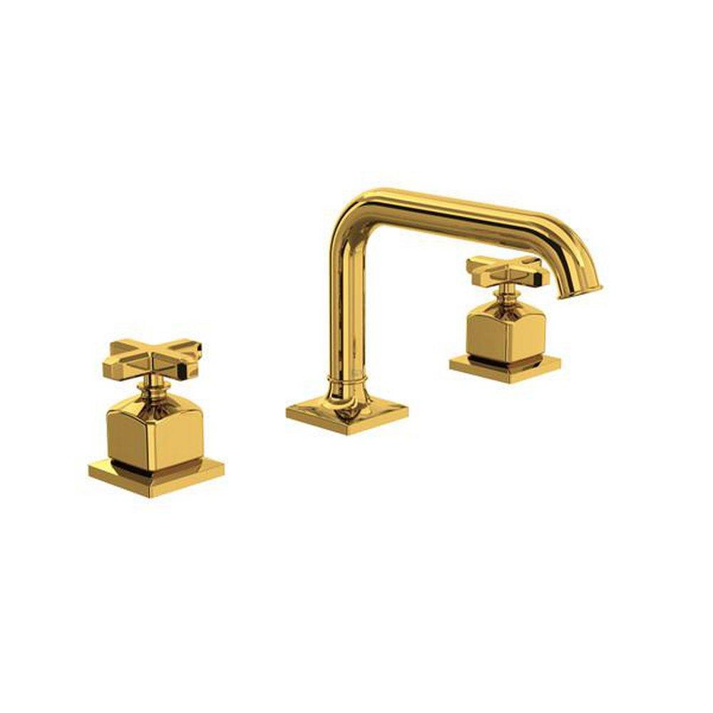 Two Handle Widespread Bathroom Sink Faucet in Unlacquered Brass 