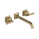 Two Handle Wall Mount Widespread Bathroom Sink Faucet in Antique Gold 