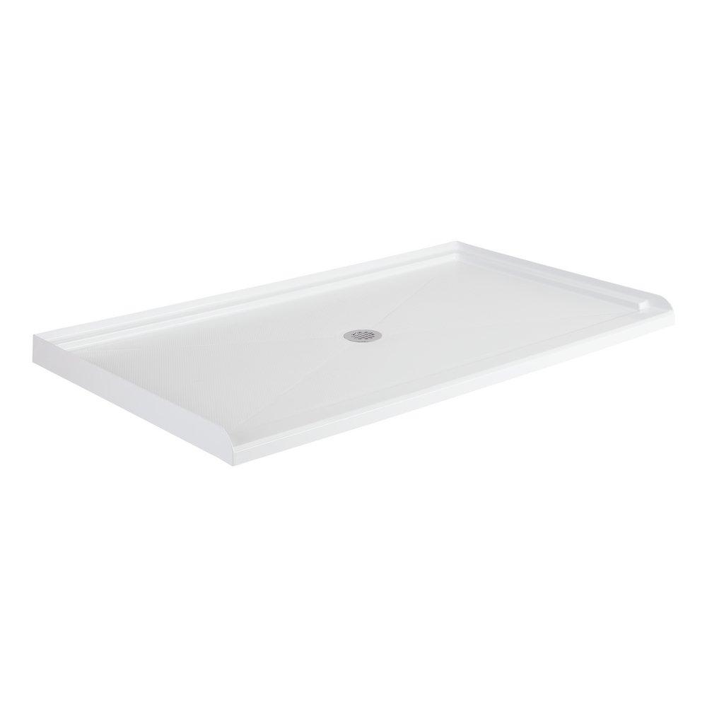 64 in. x 36 in. Shower Base with Center Drain in White - Drain Included image number 3