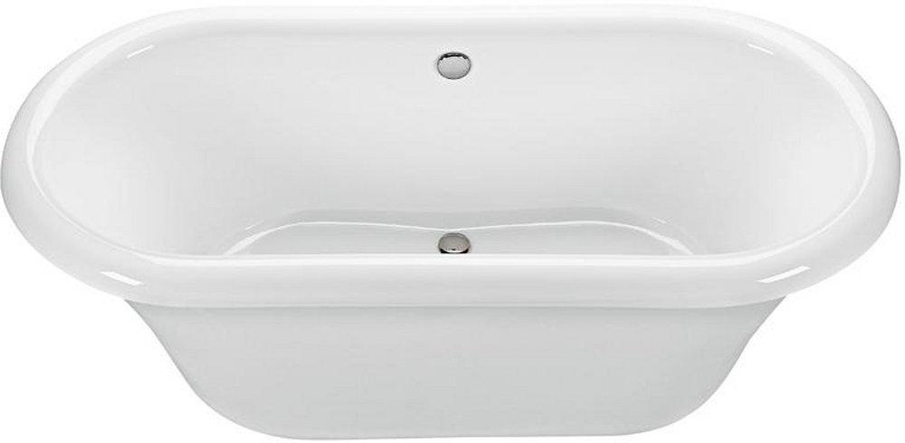 72 x 35 in. Freestanding Bathtub with Center Drain in White 