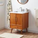 *CVR* 24 NOVAK TEAK VANITY WITH RECTANGULAR UNDERMOUNT SINK NATURAL TEAK CARRARA SINGLE HOLE 