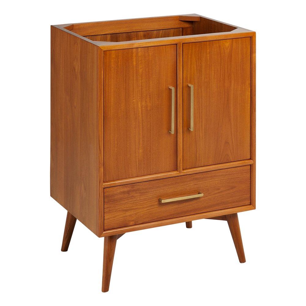 *CVR* 24 NOVAK TEAK VANITY WITH RECTANGULAR UNDERMOUNT SINK NATURAL TEAK CARRARA SINGLE HOLE 