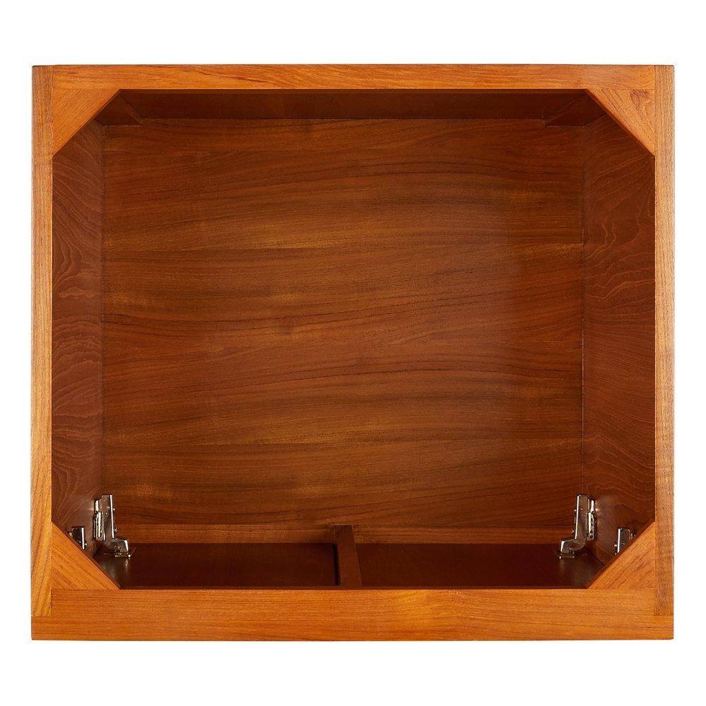 *CVR* 24 NOVAK TEAK VANITY WITH RECTANGULAR UNDERMOUNT SINK NATURAL TEAK ARCTIC WHITE SINGLE HOLE 
