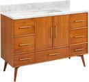 *CVR* 48 NOVAK TEAK VANITY WITH RECTANGULAR UNDERMOUNT SINK NATURAL TEAK ARCTIC WHITE SINGLE HOLE 
