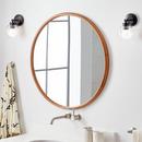 *CVR* 34 NOVAK ROUND TEAK VANITY MIRROR NATURAL TEAK 
