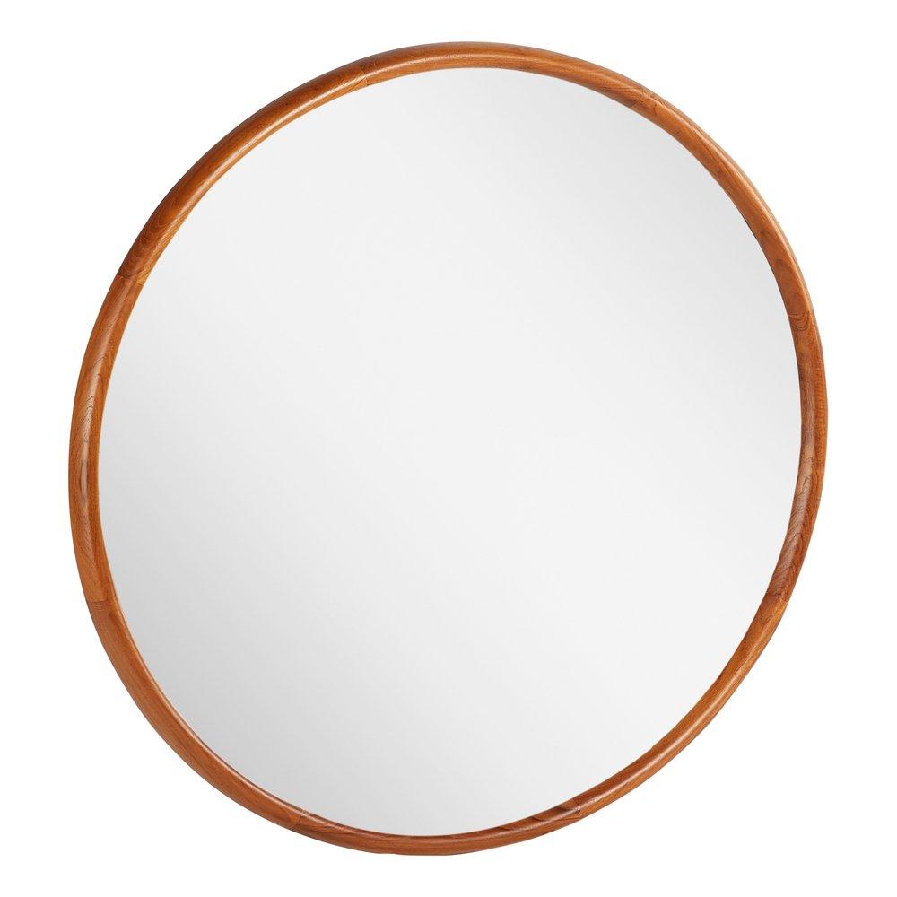 *CVR* 34 NOVAK ROUND TEAK VANITY MIRROR NATURAL TEAK 