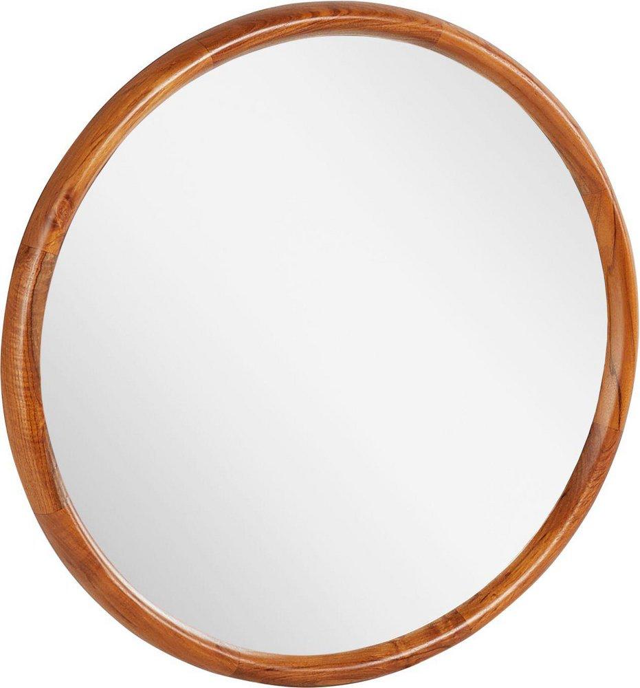 24 in. Round Vanity Mirror in Natural Teak 