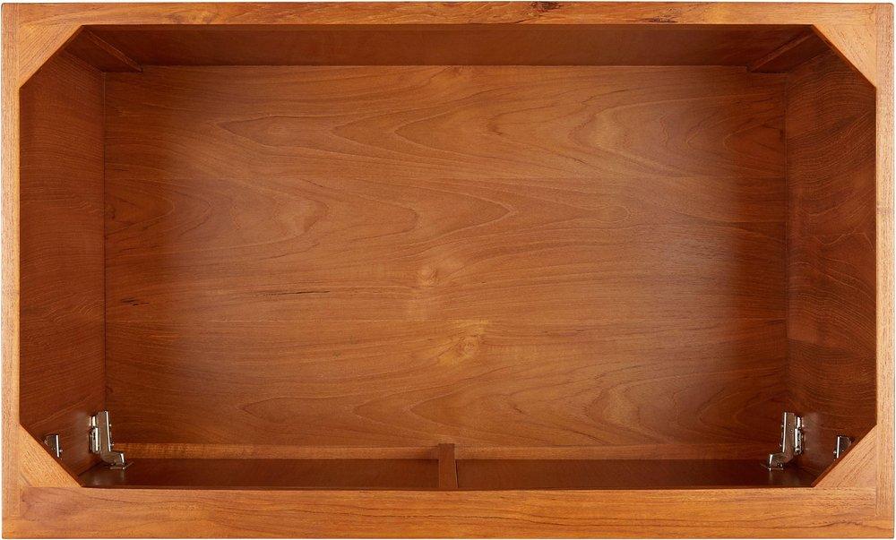 *CVR* 36 NOVAK TEAK VANITY WITH RECTANGULAR UNDERMOUNT SINK NATURAL TEAK FEATHERED WHITE WIDESPREAD 