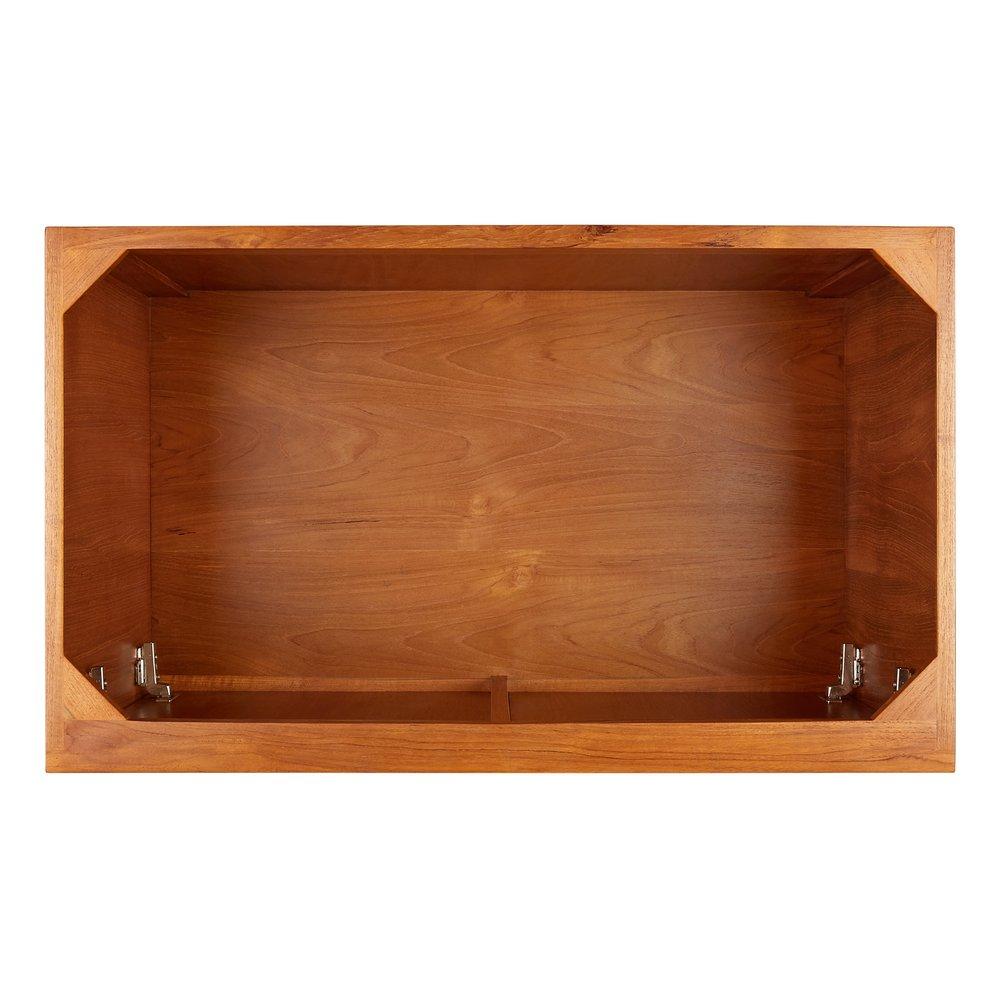 *CVR* 36 NOVAK TEAK VANITY WITH RECTANGULAR UNDERMOUNT SINK NATURAL TEAK FEATHERED WHITE WIDESPREAD 