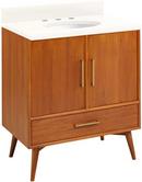 *CVR* 30 NOVAK TEAK VANITY WITH UNDERMOUNT SINK NATURAL TEAK ARCTIC WHITE WIDESPREAD 