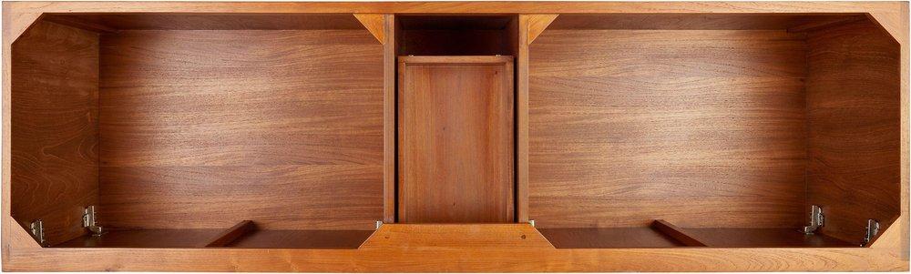 *CVR* 72 NOVAK DOUBLE TEAK VANITY WITH RECTANGULAR UNDERMOUNT SINKS NATURAL TEAK CARRARA WIDESPREAD 