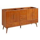 *CVR* 60 NOVAK DOUBLE TEAK VANITY WITH RECTANGULAR UNDERMOUNT SINKS NATURAL TEAK CARRARA NO HOLE 