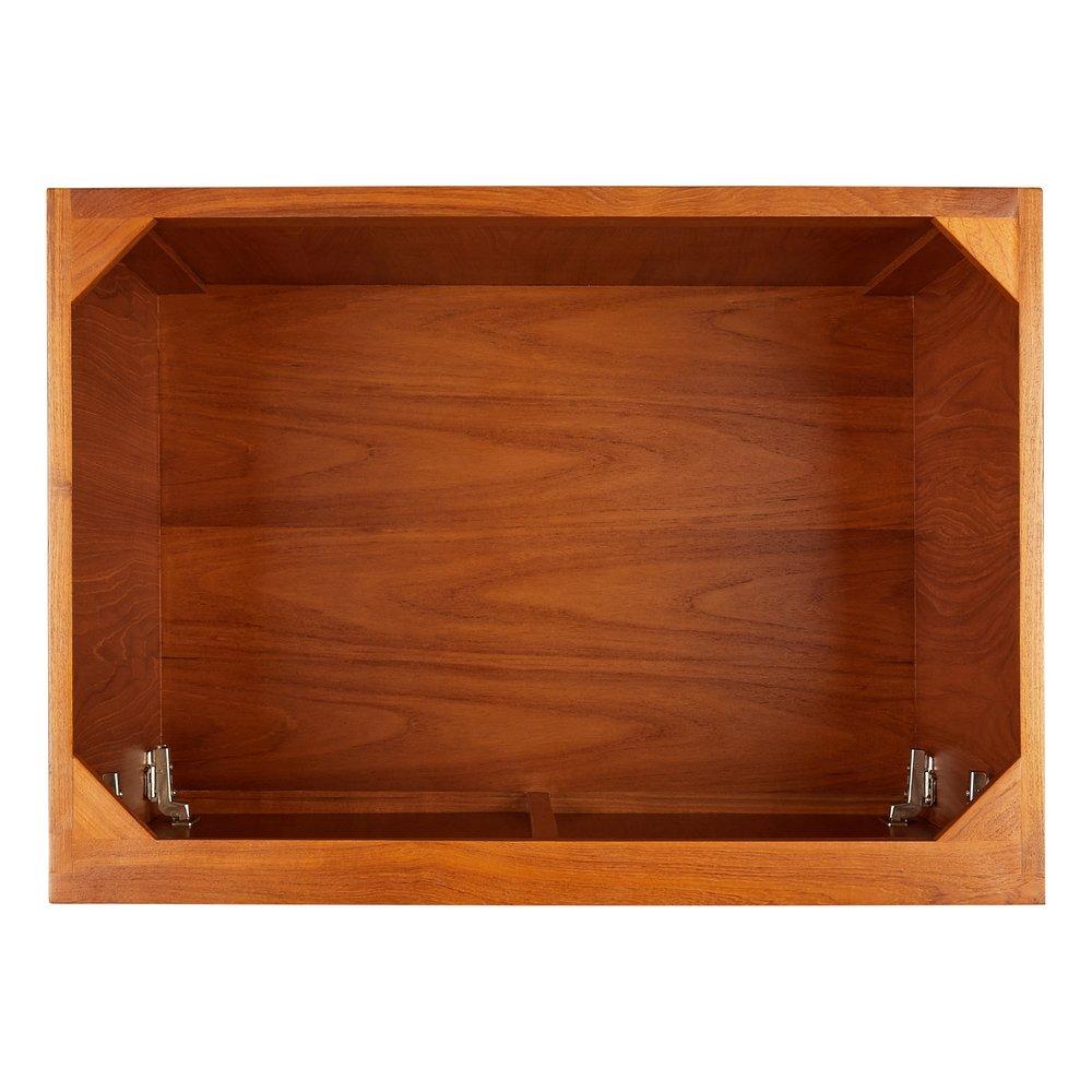 *CVR* 30 NOVAK TEAK VANITY WITH RECTANGULAR UNDERMOUNT SINK NATURAL TEAK FEATHERED WHITE WIDESPREAD 