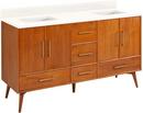 *CVR* 60 NOVAK DOUBLE TEAK VANITY WITH RECT UNDERMOUNT SINKS NATURAL TEAK ABSOLUTE BLACK NO HOLE 