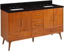 *CVR* 60 NOVAK DOUBLE TEAK VANITY WITH RECTANGULAR UNDERMOUNT SINKS NATURAL TEAK CARRARA WIDESPREAD 