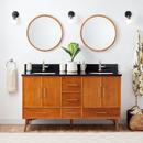 *CVR* 60 NOVAK DOUBLE TEAK VANITY WITH RECT UNDERMOUNT SINKS NATURAL TEAK ABSOLUTE BLACK SINGLE HOLE 