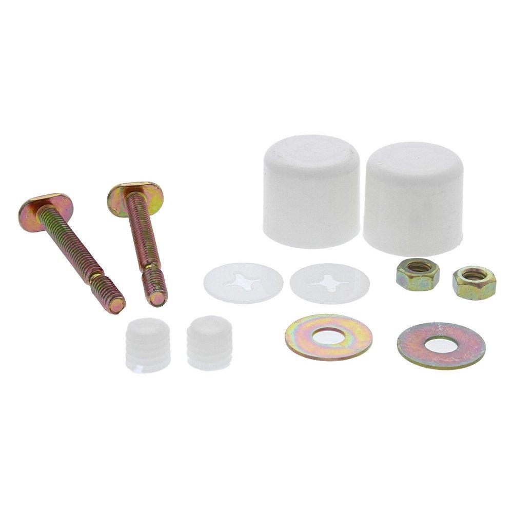 White Toilet Bolt Caps with 1/4 in. x 2-1/4 in. Brass Break-Off Bolts 