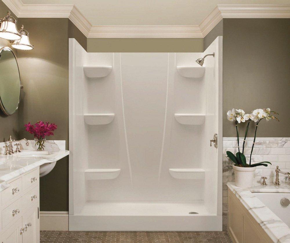 8 X 60 X 74 in. Shower Back Wall in White 