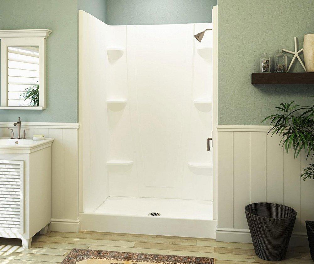 8 X 48 X 74 in. Shower Back Wall in White 