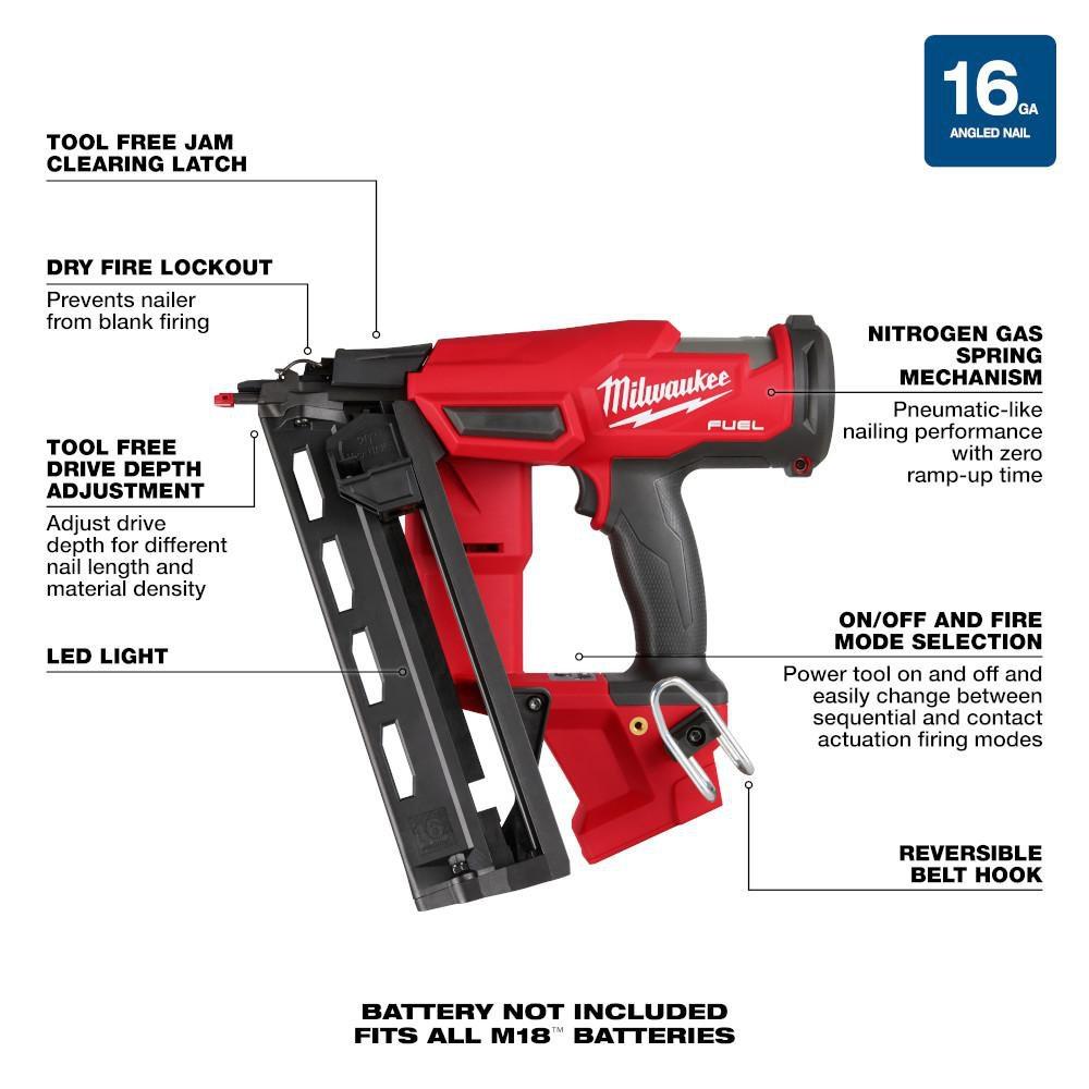 M18 FUEL 16 GAUGE ANGLED FINISH NAILER 