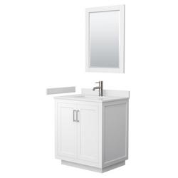 30 x 22 in. Wall Mount Vanity in Brushed Nickel & White