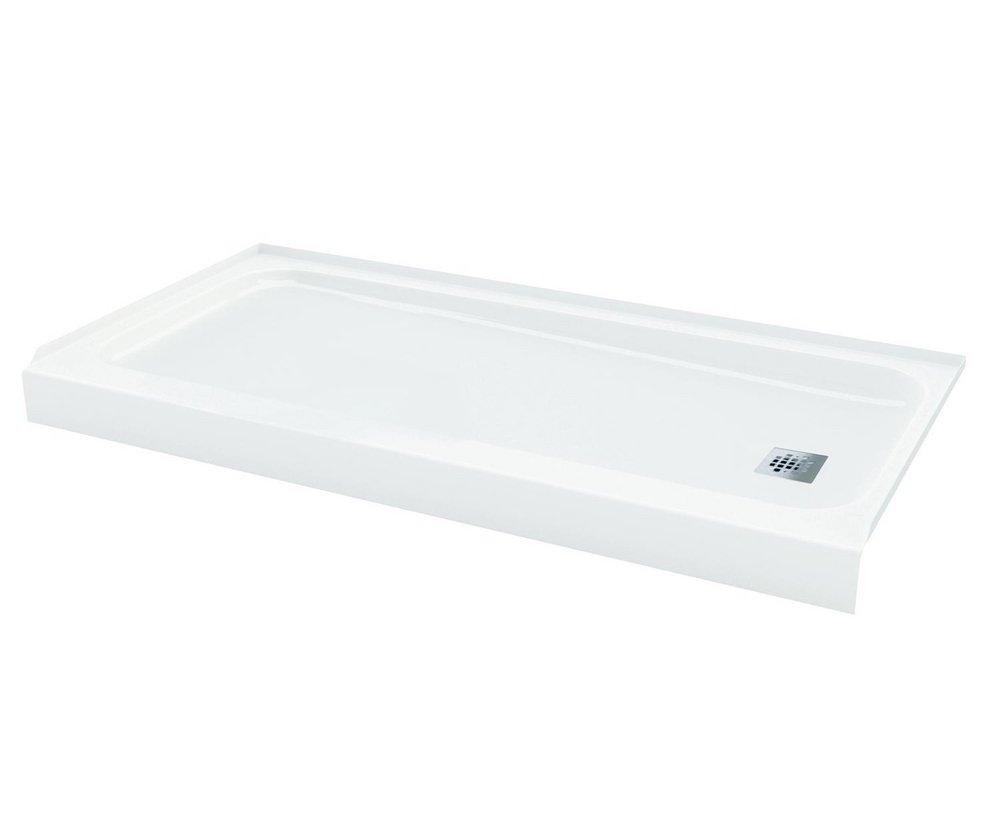 60 x 32 in. Shower Base in White with Right, Square Drain 