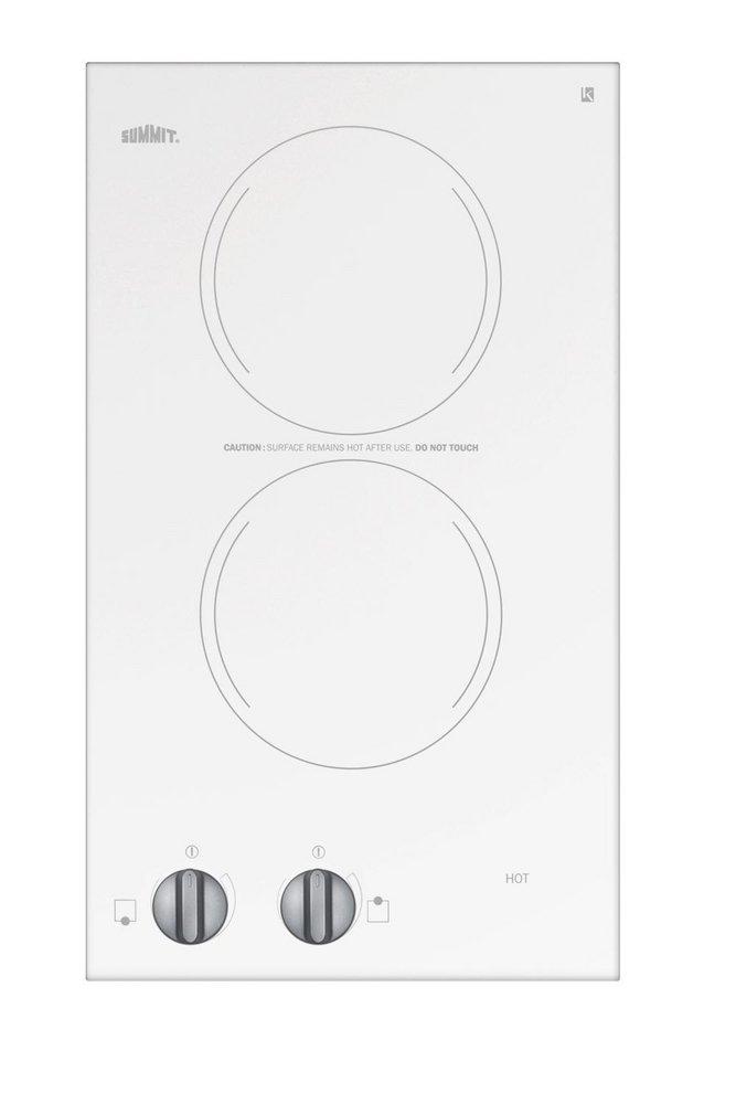 115V 2-BURNER COOKTOP IN WHITE CERAMIC GLASS & MADE IN EUROPE 